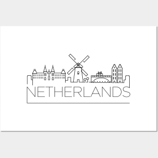 Netherlands Minimal Skyline Posters and Art